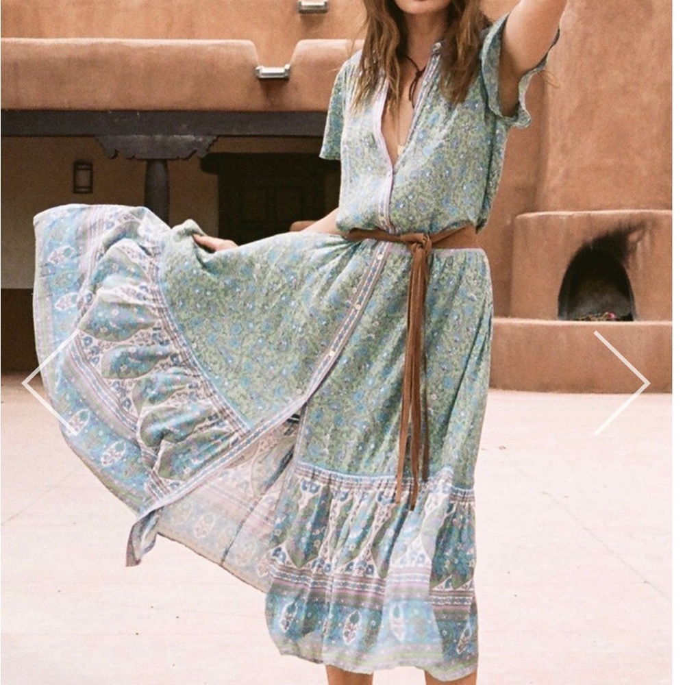 Spell Blue and Green Maxi Dress
